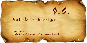 Vollár Orsolya névjegykártya